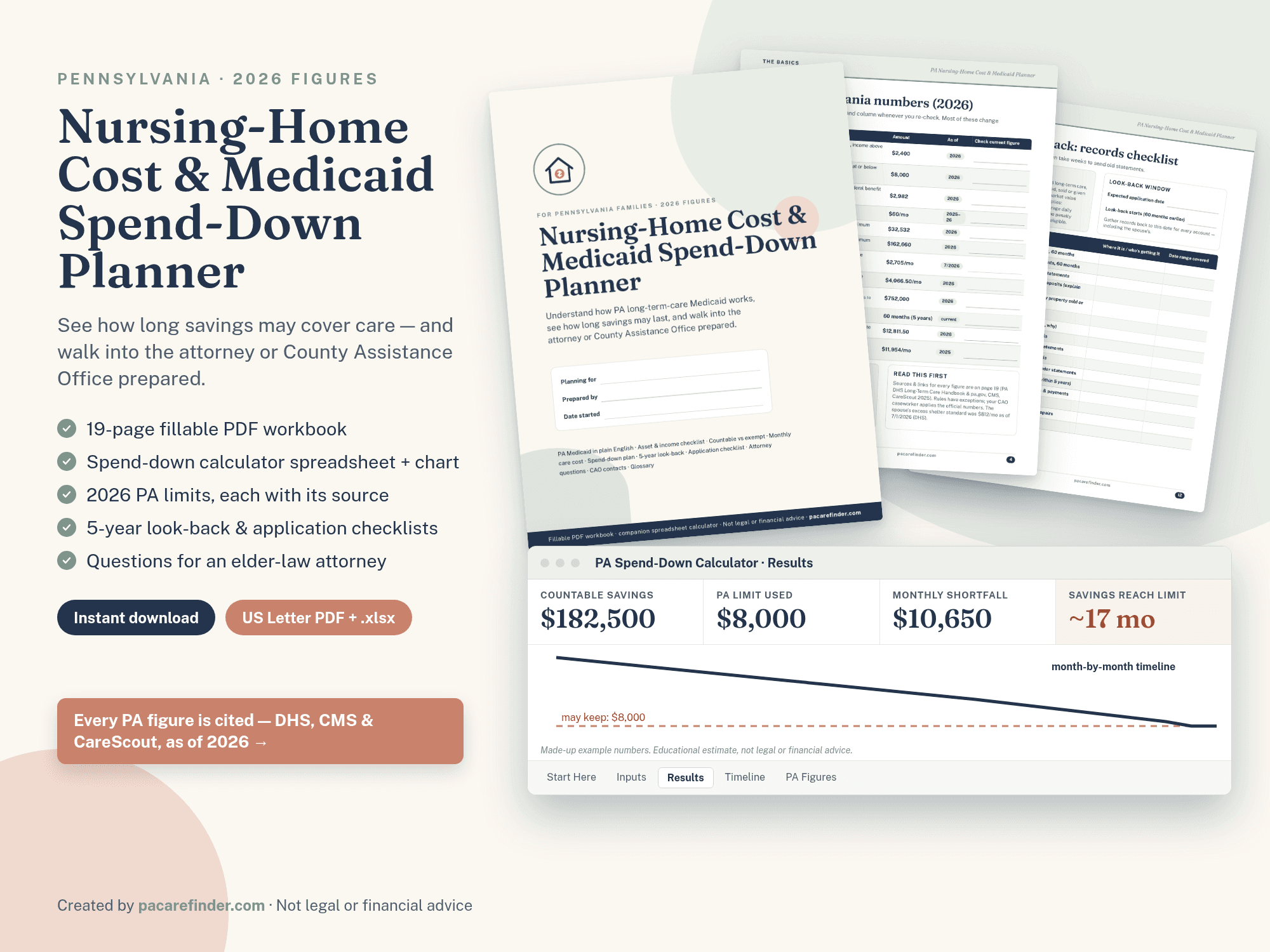 Family Caregiver Binder mockup with fillable PDF pages and shared care log